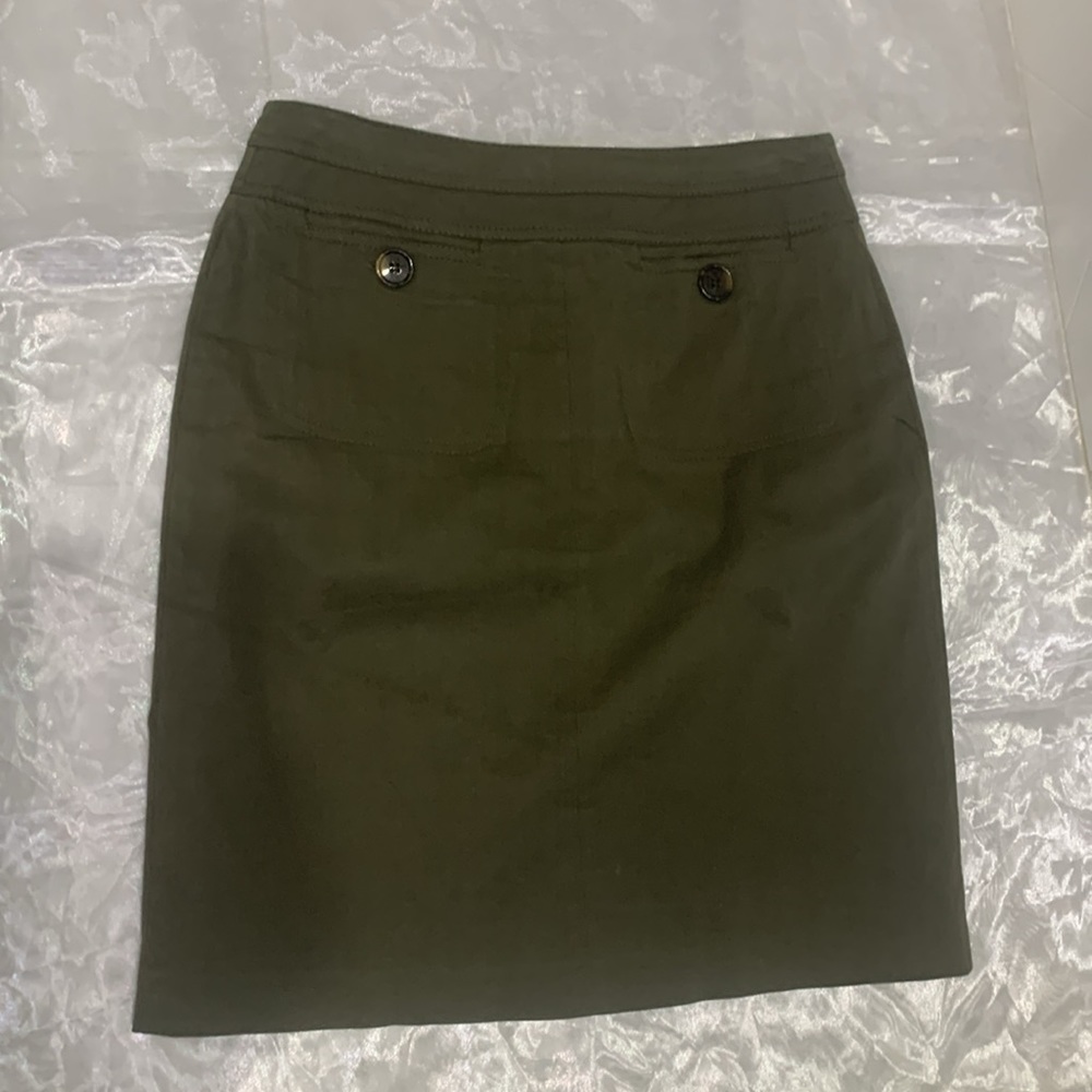 Like 🆕Bianca Nygard Vintage Army Green Cotton Blend Mini Skirt - Picture 7 of 13
